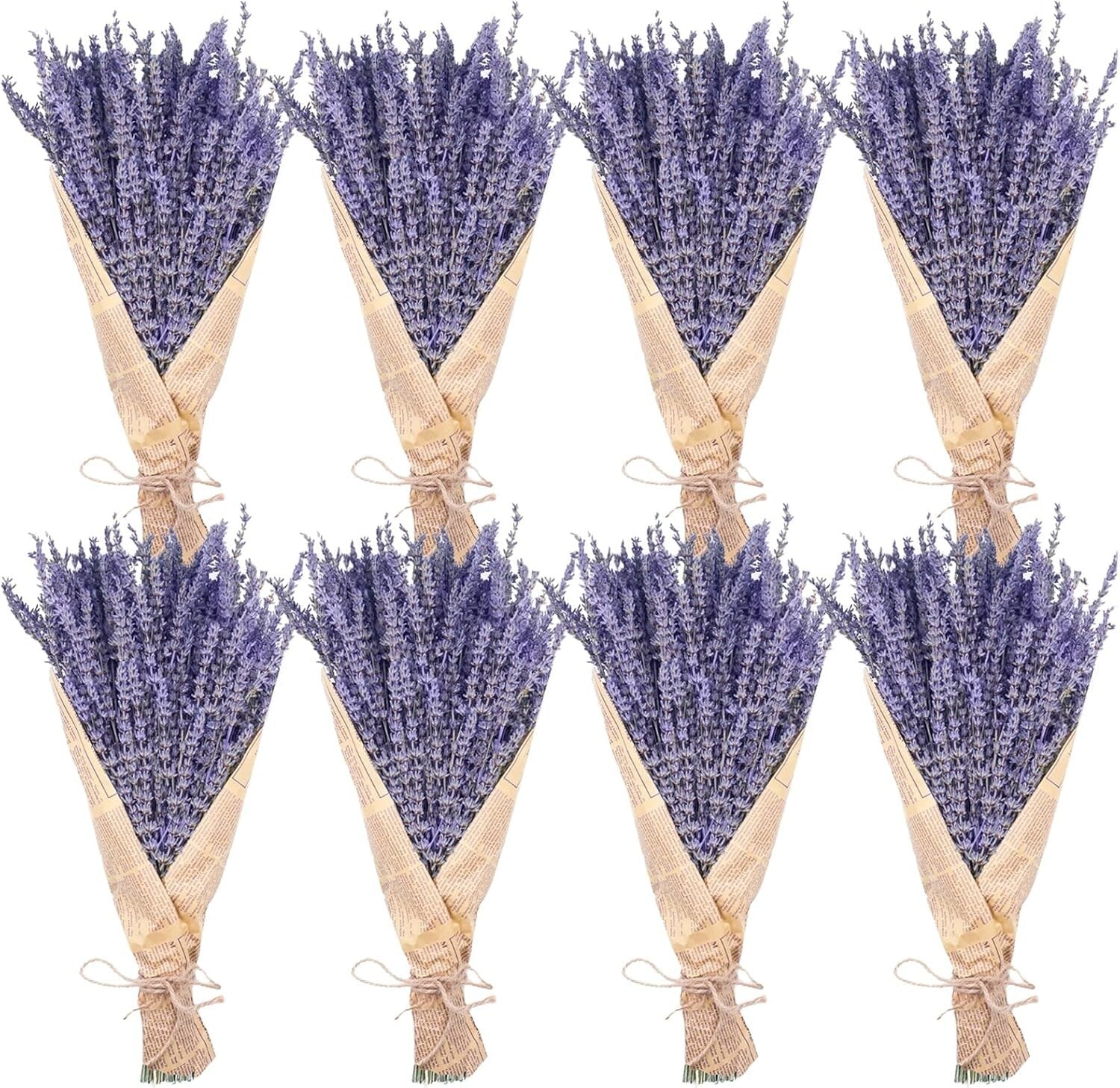 8 Bundles of 16" Dried Lavender Flowers - Perfect for Cozy Home Arrangements