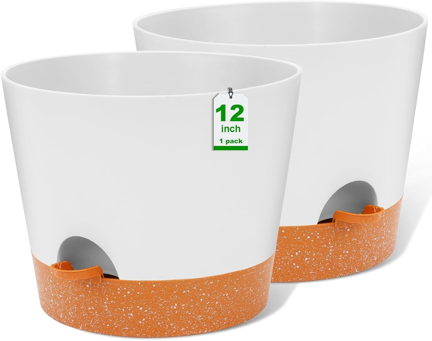 Elegant Matte White Planters - 12-Inch Self-Watering Flower Pots with Reservoir