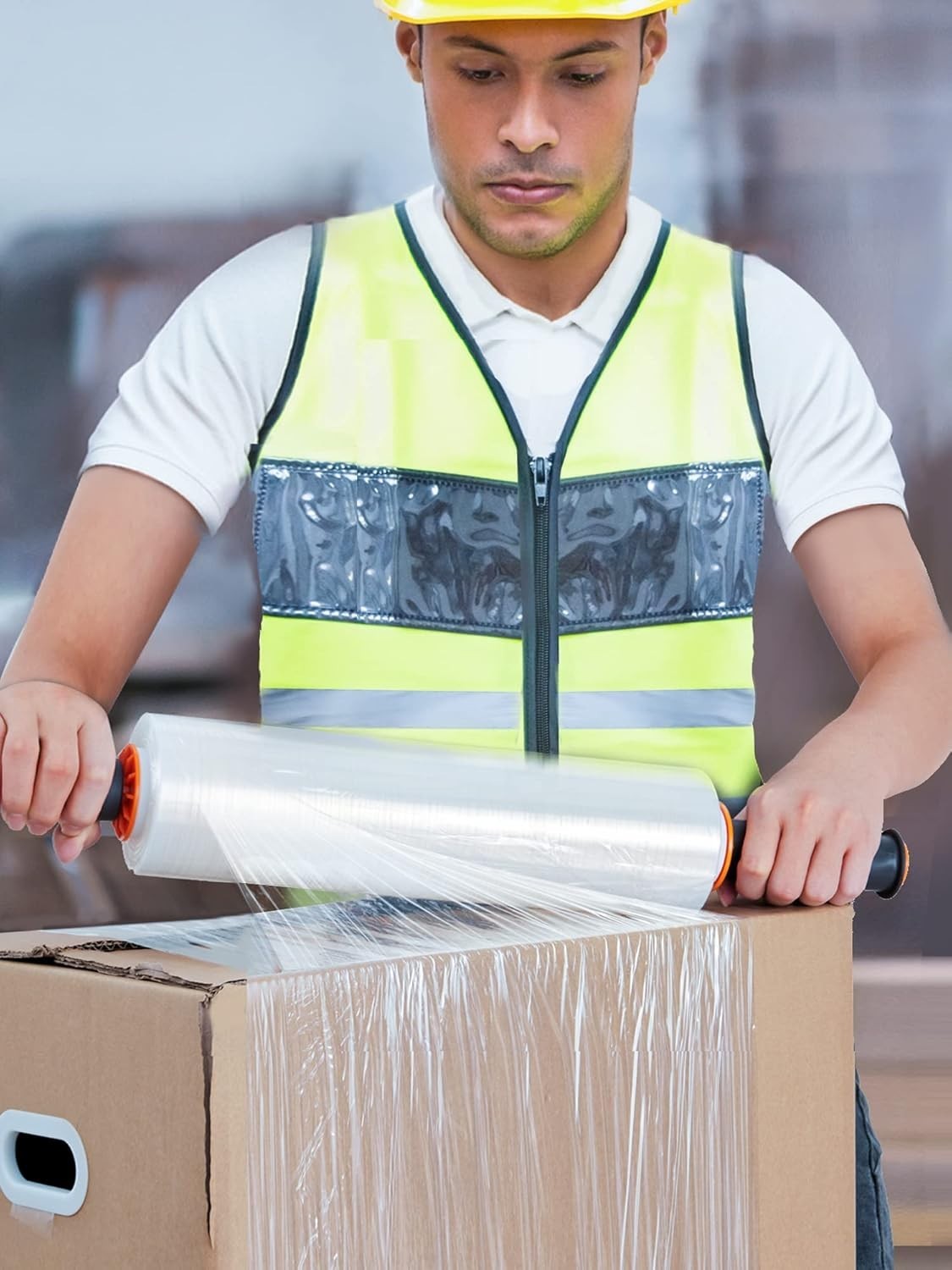 15" Heavy-Duty Stretch Film 4 Pack - Clear Packaging for Moving & Shipping