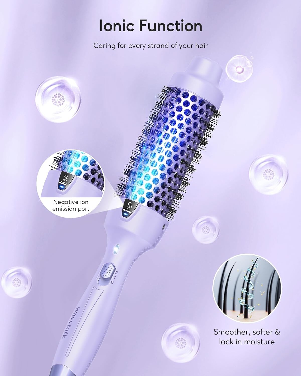 Effortless Curls & Volume: Dual Temp Heated Round Brush for Medium-Length Hair