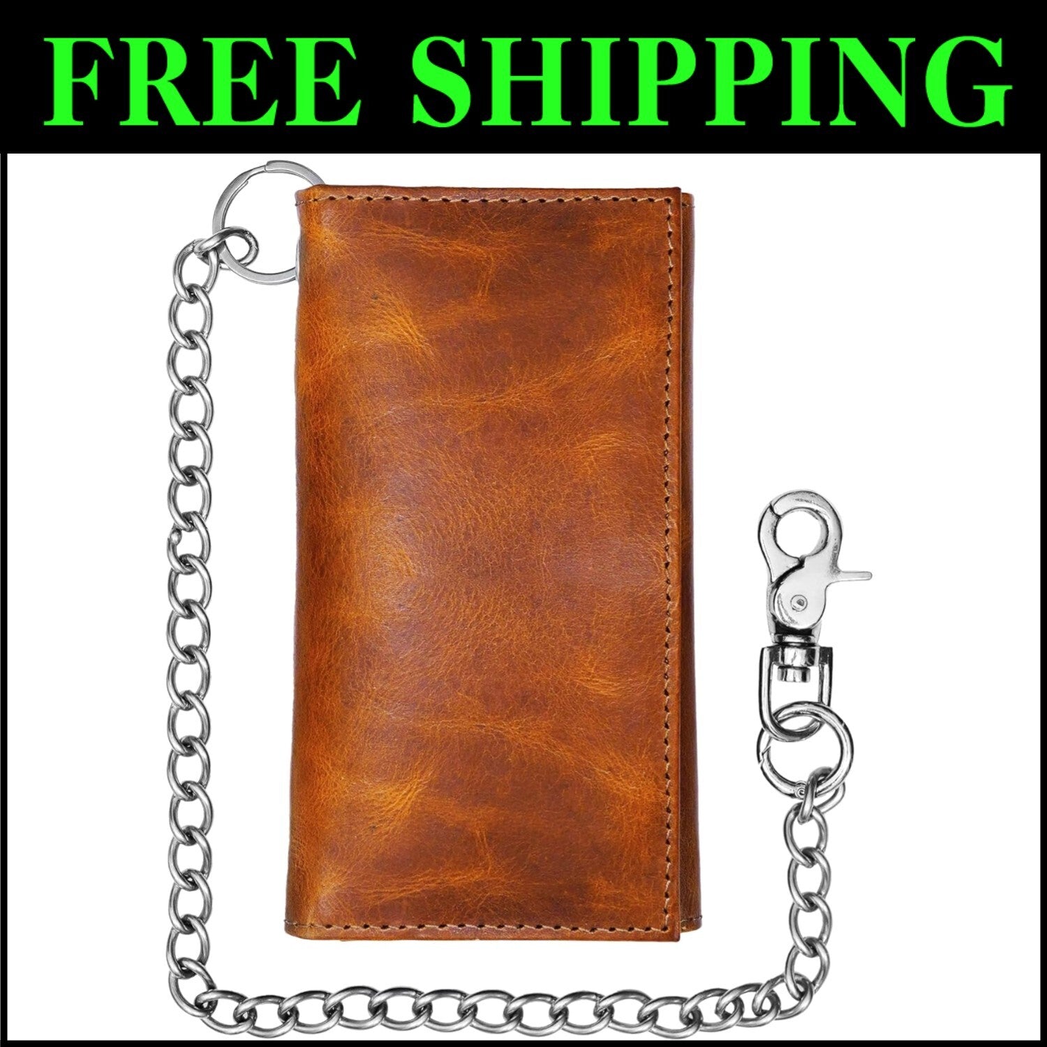Classic Men's Biker Wallet with RFID Blocking & Chain - Timeless Craftsmanship