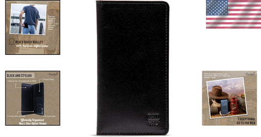 Minimalist Long Leather Wallet with RFID Protection - Perfect Gift for Him