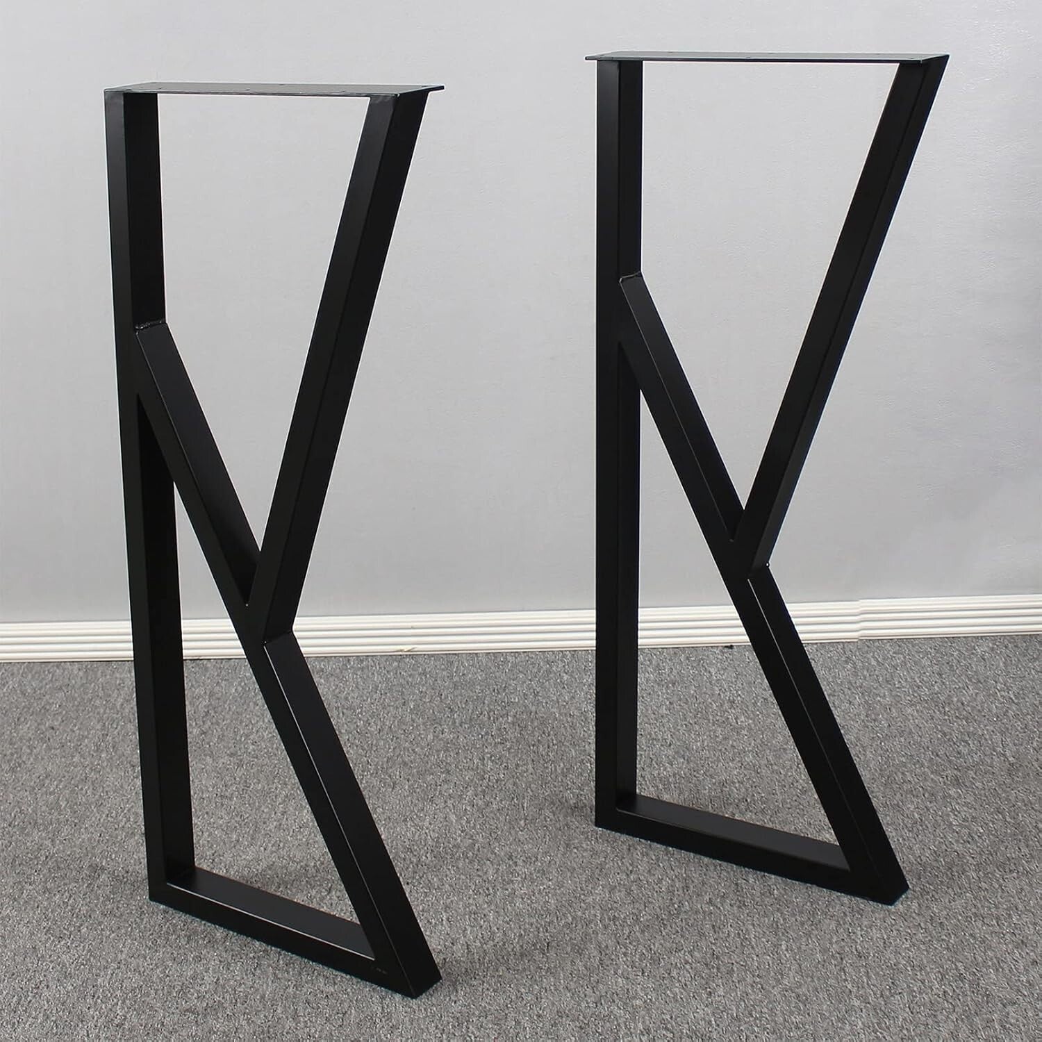 Heavy-Duty 35'' Rustic K-Shape Table Legs - Ideal for Industrial Style Furniture