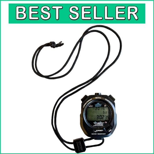 Waterproof Swim Training Stopwatch with Dual-Split Memory & 300 Split Storage