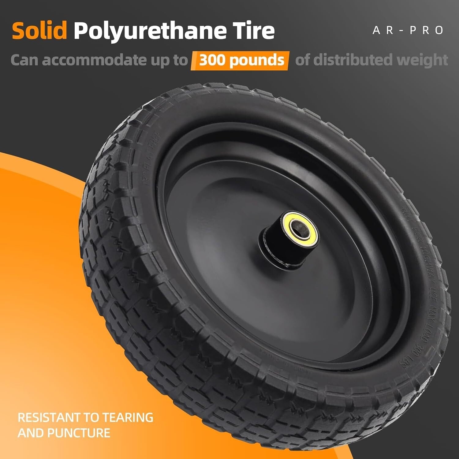 2-Pack Premium 13" Flat-Free Tires for Garden Carts & Hand Trucks - 330 lb Load