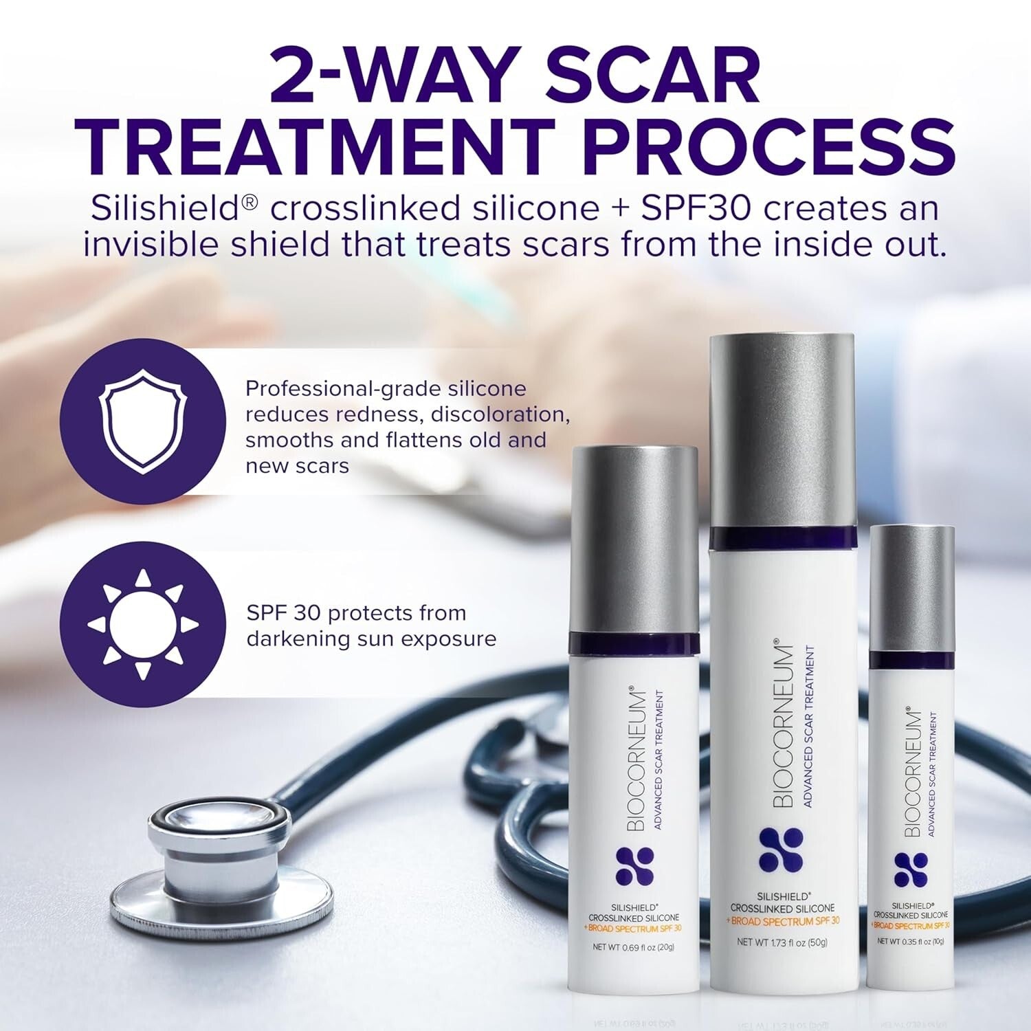 Advanced Silicone Scar Treatment Gel with SPF 30 - Fast-Drying & Water-Resistant