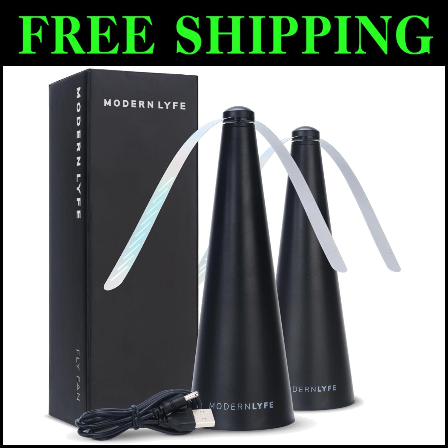 Effective Fly Fan for Outdoor Tables - USB Powered & Battery Operated 2 Pack