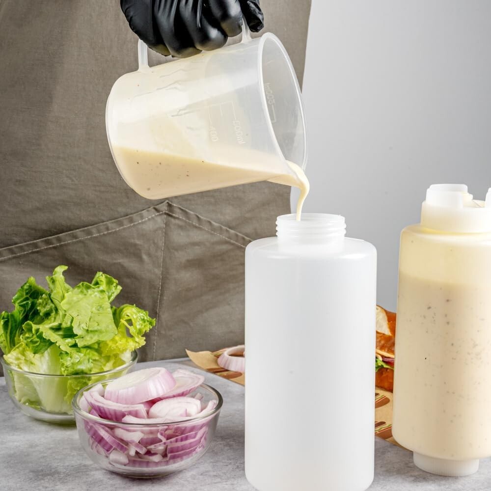 32oz Reusable Clear Squeeze Bottles - Perfect for Sauces & Oils (6 Count)