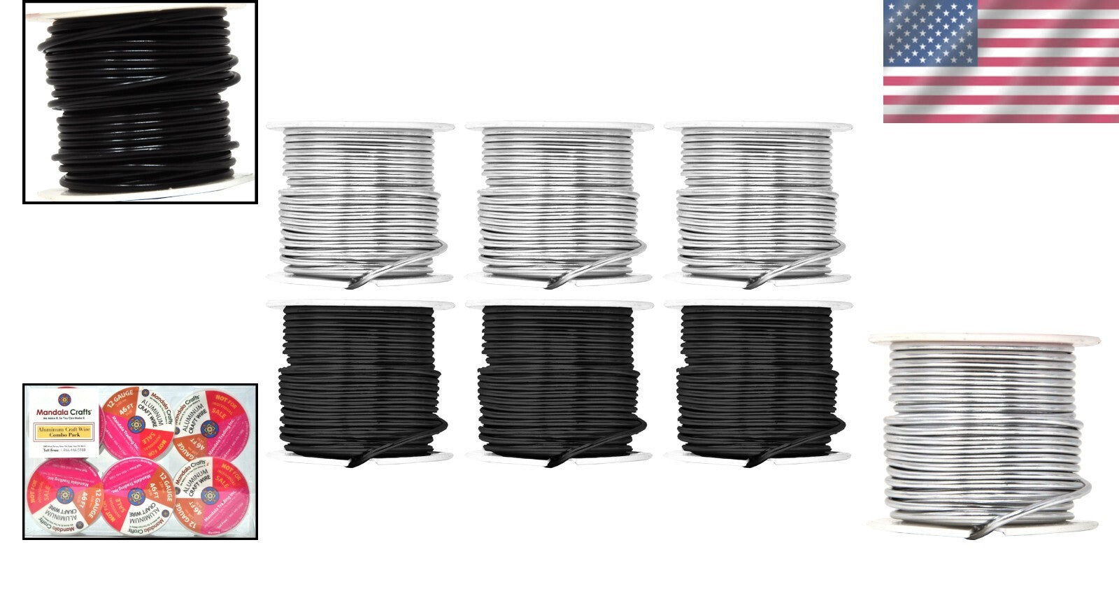 12 Gauge Aluminum Craft Wire - 276 FT Silver Black for Jewelry & Sculpting