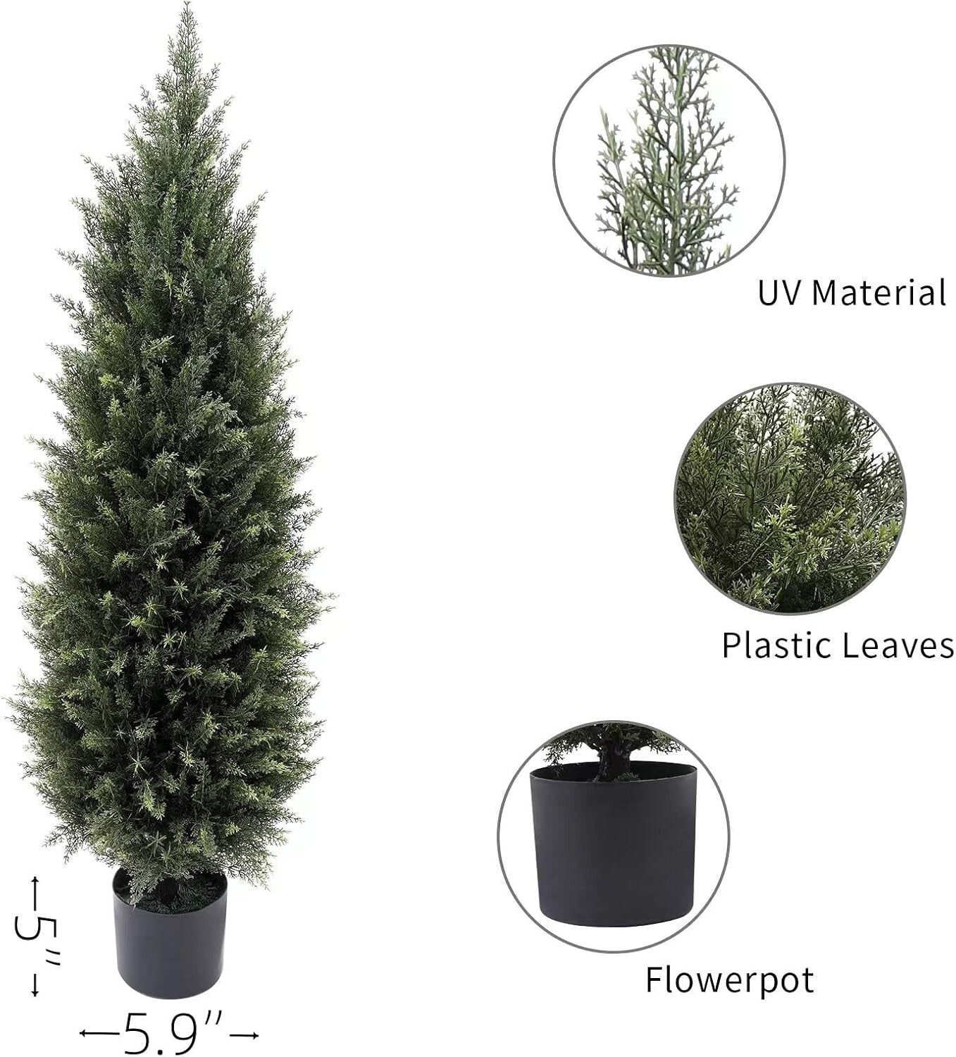 Set of 2 Sunlight Resistant Artificial Cedar Shrubs for Home & Garden Decor