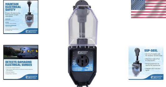 50 Amp Weatherproof RV Surge Protector - Absorbs Surges & Protects Electronics