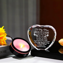 Load image into Gallery viewer, Personalized Crystal Keepsake for Mom - Heart Design with Vibrant LED Base
