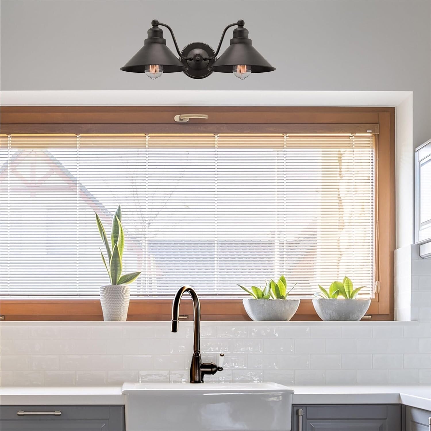 Stylish 2-Light Wall Sconce for Bathroom | Rustic Bronze Finish & Dimmer Capable