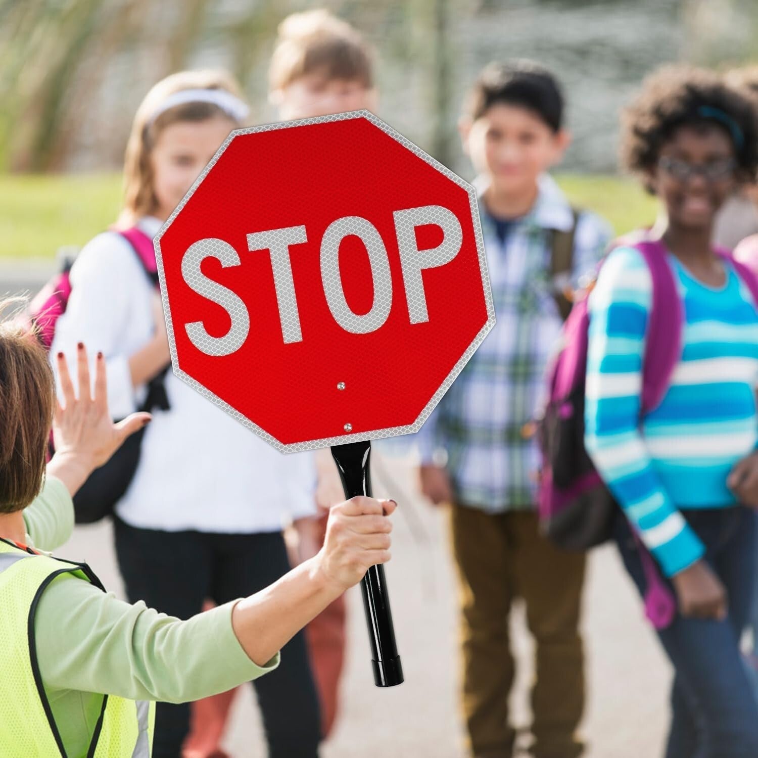 Reflective Aluminum Stop Slow Sign - 13x13 Inches, 4-Pack for Traffic Control