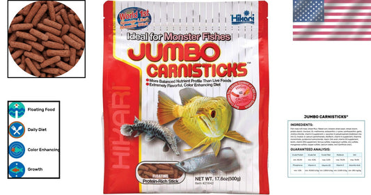 Premium 17.6 oz Jumbo Carnisticks Fish Food for Vibrant Color and Health