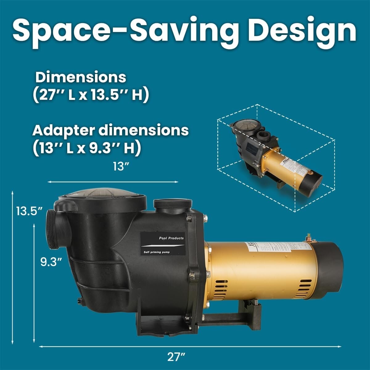 Corrosion-Proof 2HP Pool Pump - Efficient Variable Speed with Thermal Safety