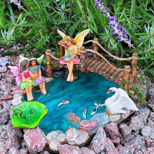 Load image into Gallery viewer, Whimsical Fairy Garden Accessories - Koi Pond, Bridge &amp; 6 Characters Included
