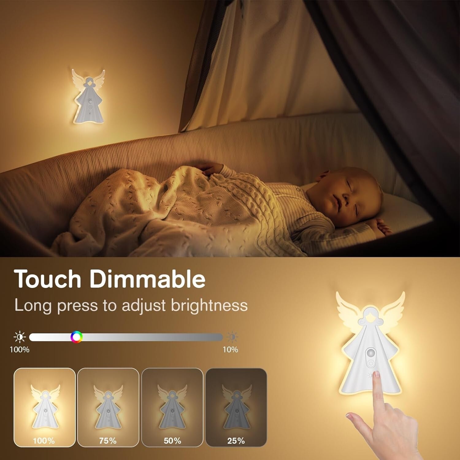 2PCS Touch LED Night Lights - Adjustable Brightness, Remote, Perfect for Gifts