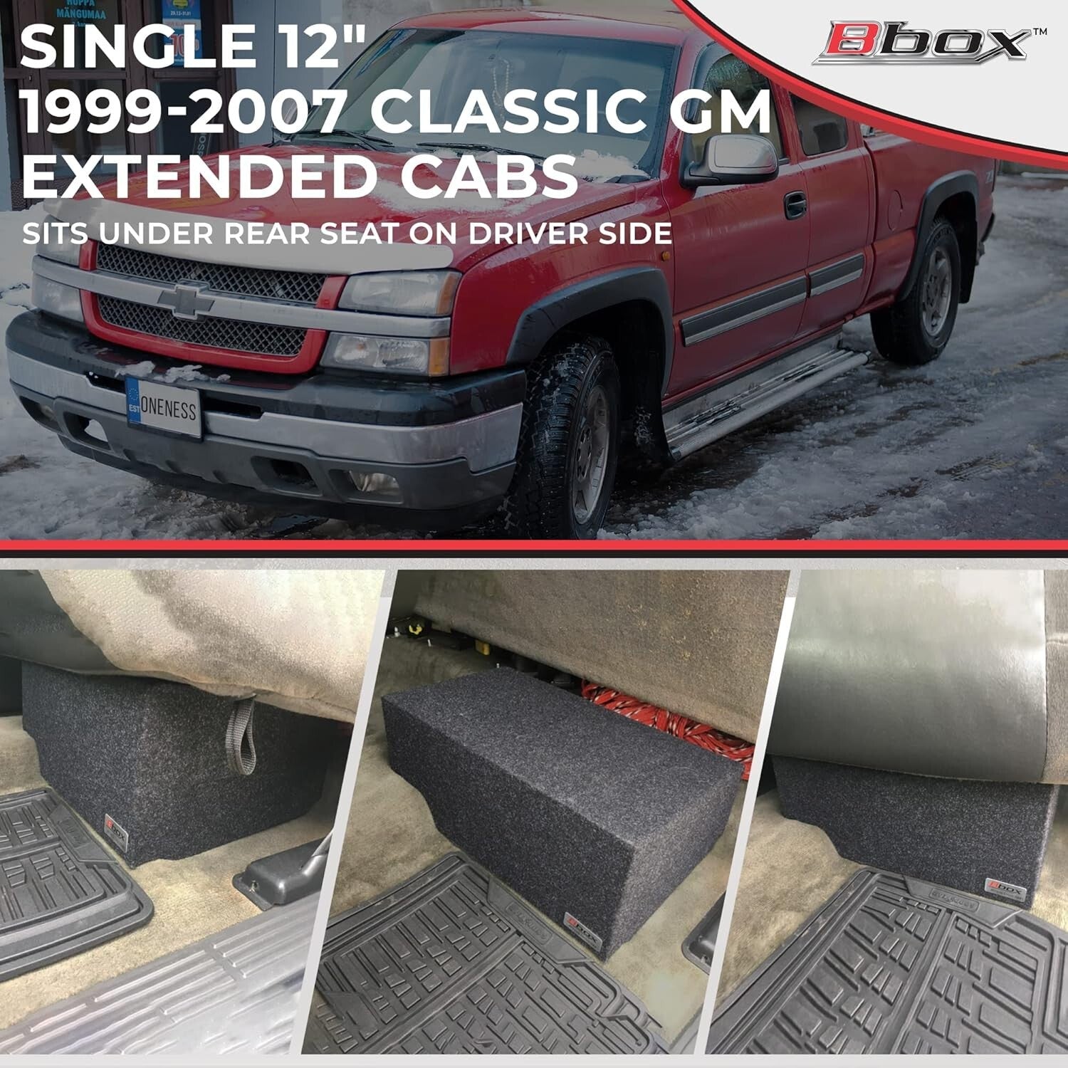 Bbox 12-Inch Sealed Subwoofer Enclosure for 1999-2007 GM Trucks - Premium Bass