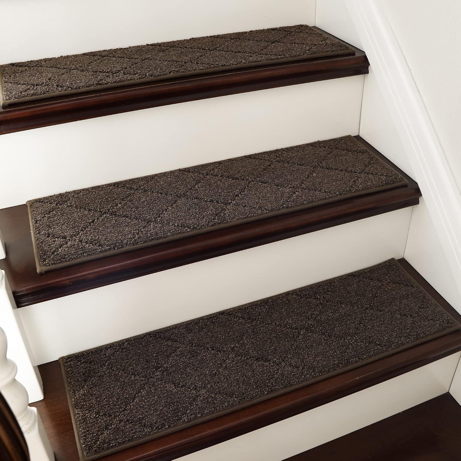 Non-Slip Indoor Stair Runners 28x9in - 15pc Brown Carpet Mats for Kids & Pets