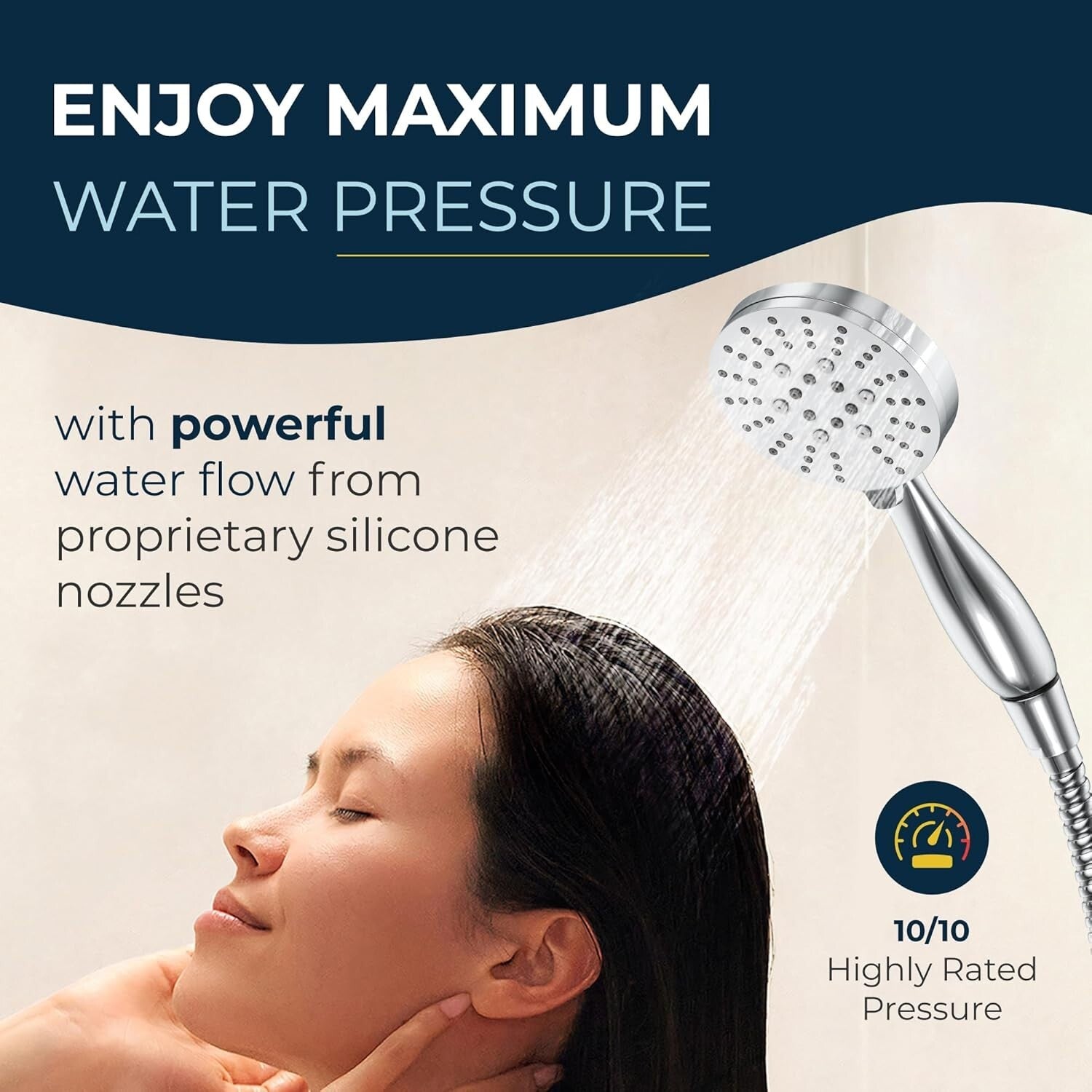 High Pressure Shower Head with Long Hose - Chrome Finish, Easy Installation