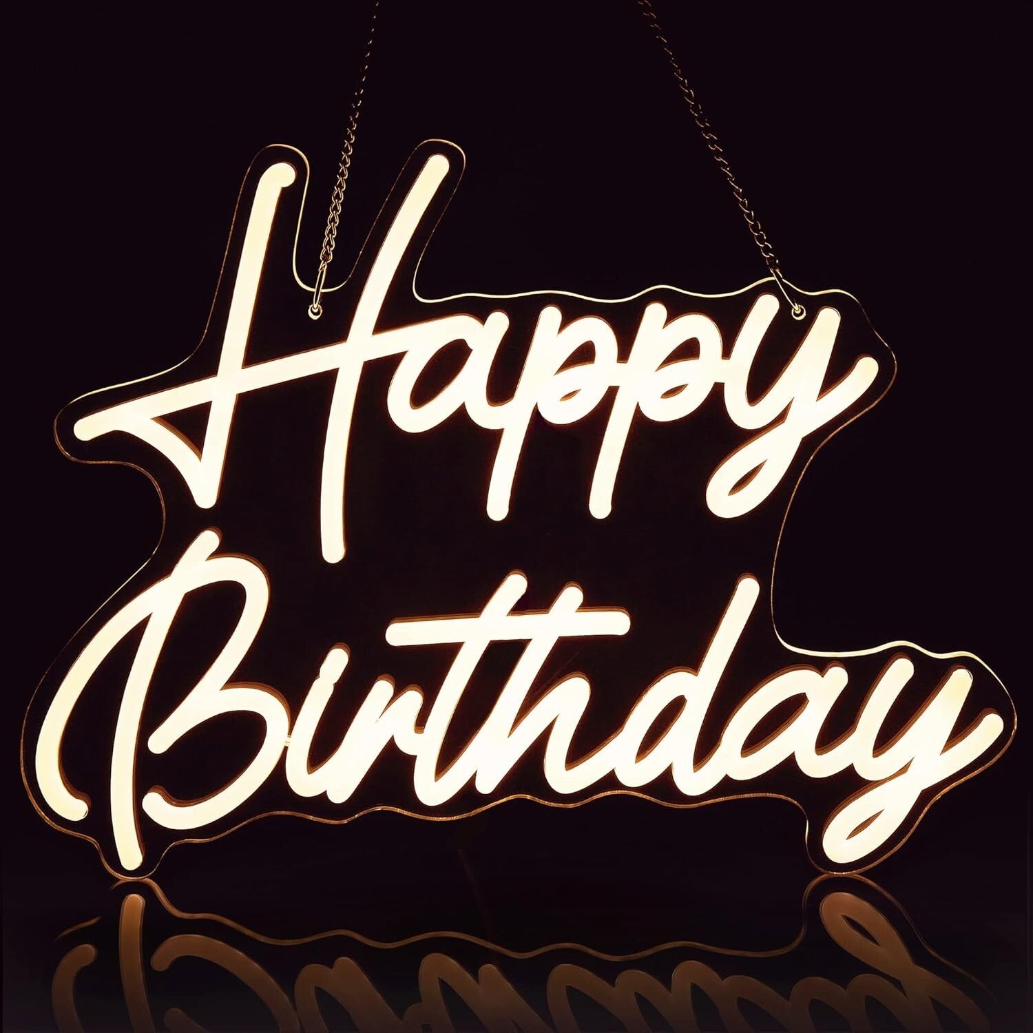 Sturdy and Lightweight Neon Happy Birthday Sign 16.5"x12.2" - Joyful Decor