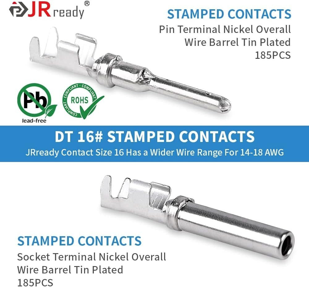 604PCS DT Deutsch Connector Kit - Versatile 2 to 12 Pin, AWG 14-18