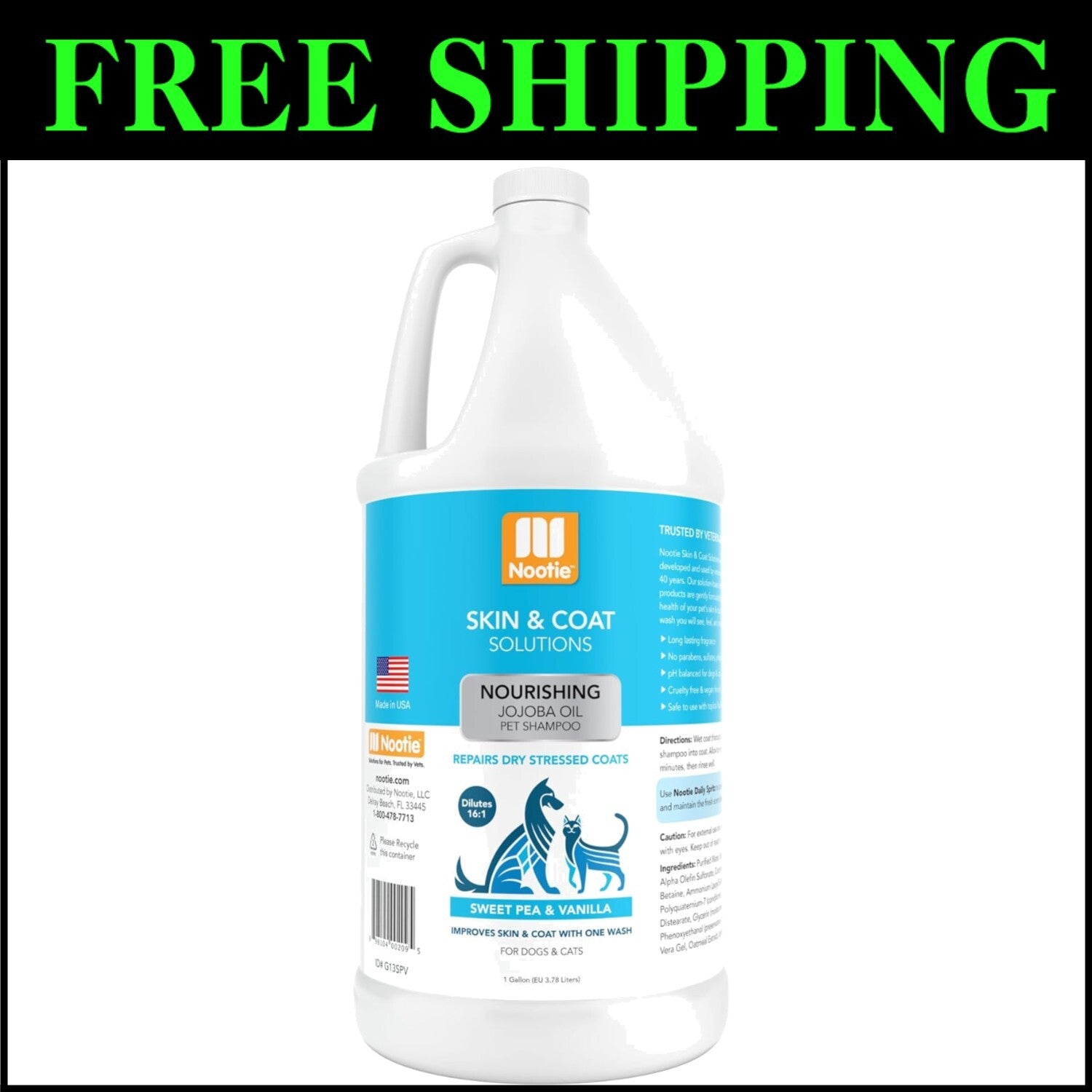 Nourishing Sweet Pea & Vanilla Shampoo Gallon - Jojoba Oil for Pets Health