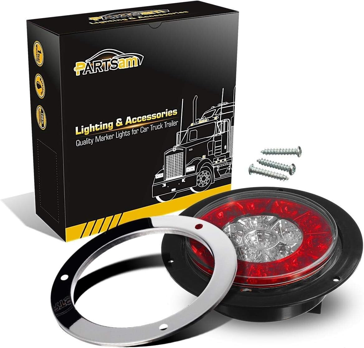 16 LED Round Waterproof Trailer Tail Lights for RVs and Trucks - 4Pcs Set