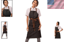 Load image into Gallery viewer, Versatile Denim Bib Apron for Cooking &amp; Serving - 4 Pockets, Adjustable Fit