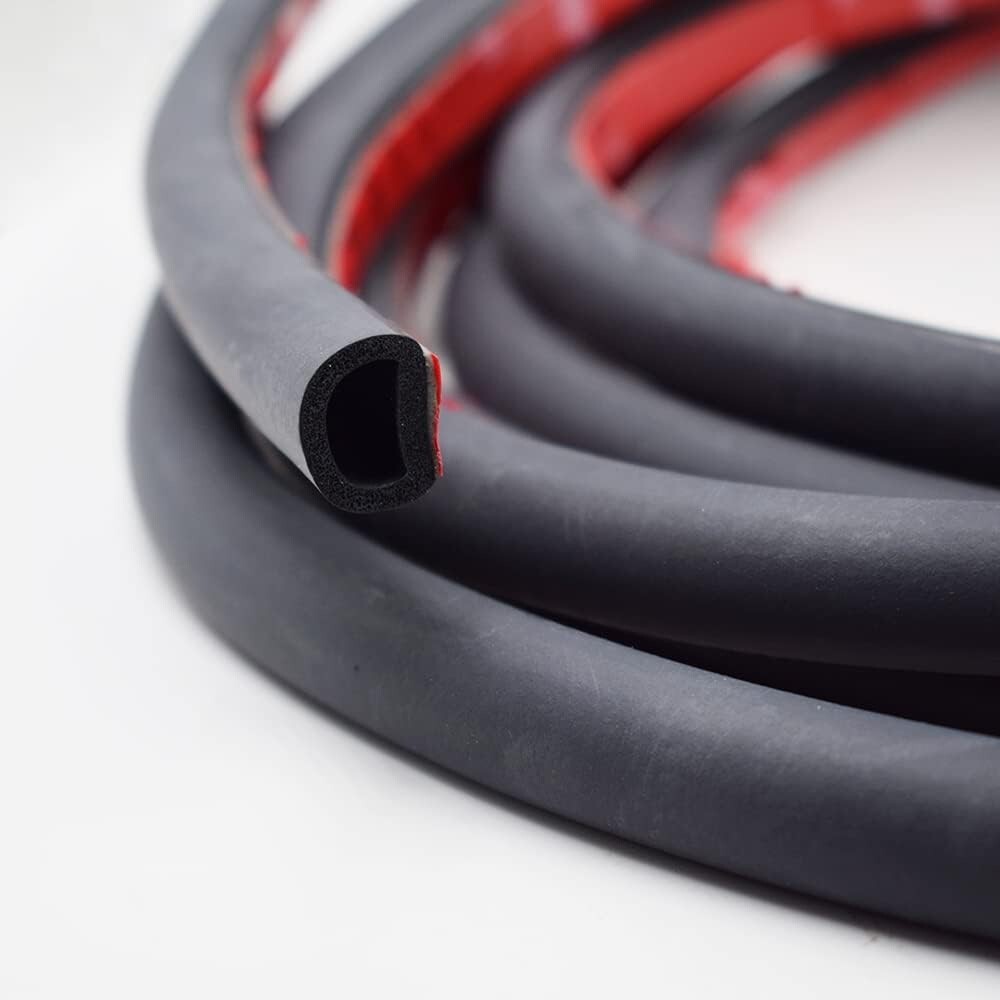 33FT EPDM Rubber D-Shaped Weather Stripping - Noise Insulation for Cars & Trucks