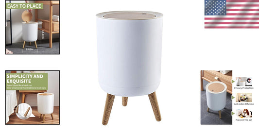 Compact Nordic Garbage Can - 1.8 Gallon Press-Top Trash Bin for Home & Office