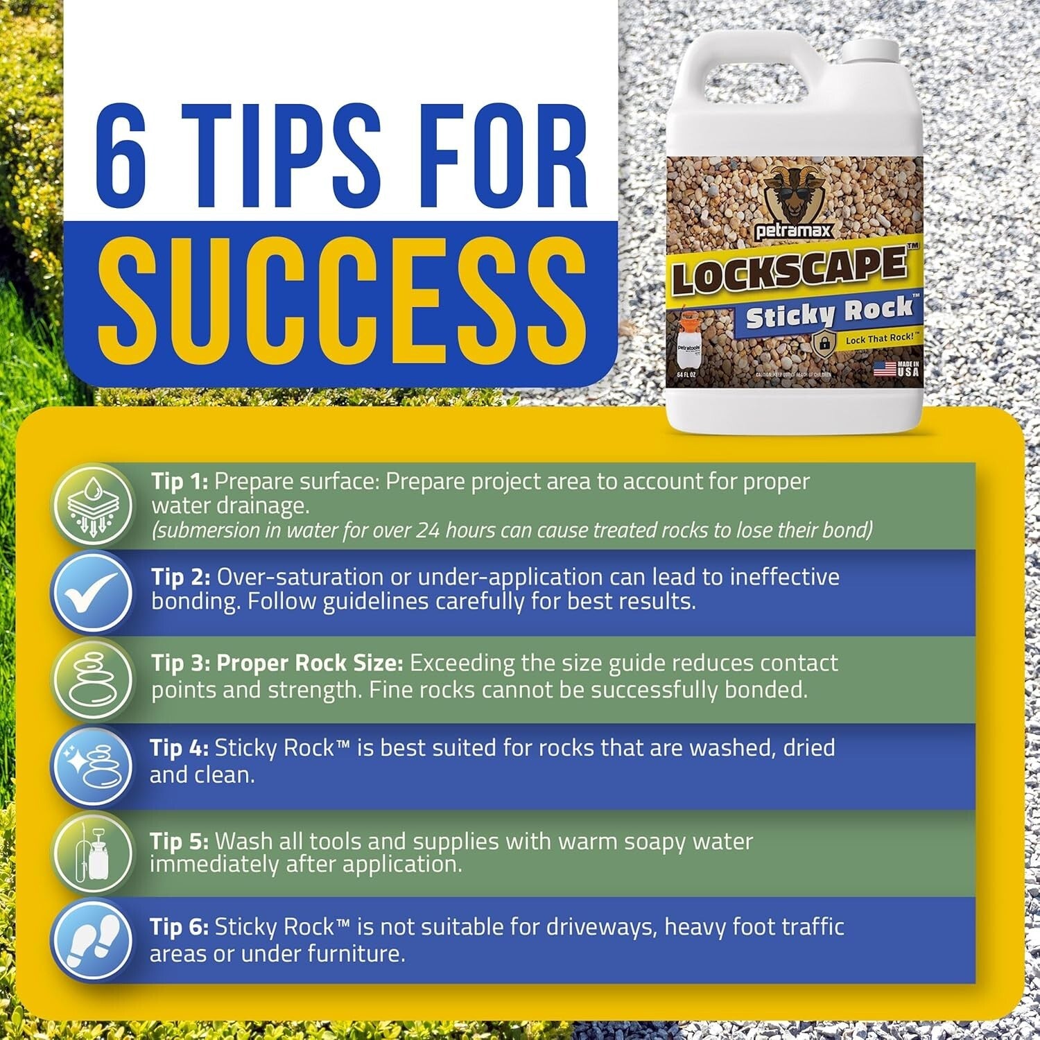 Lockdown 64 oz Clear Rock Glue - DIY Landscaping Essential for Erosion Control