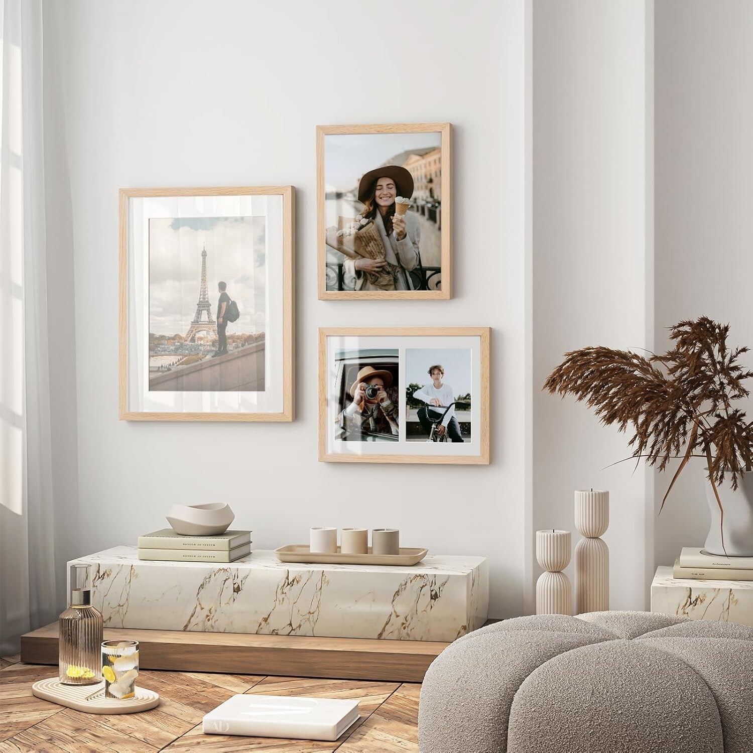 Elegant 12x16 Poster Frames - Solid Oak Wood, Lightweight, Wall Mount - 3 Pack