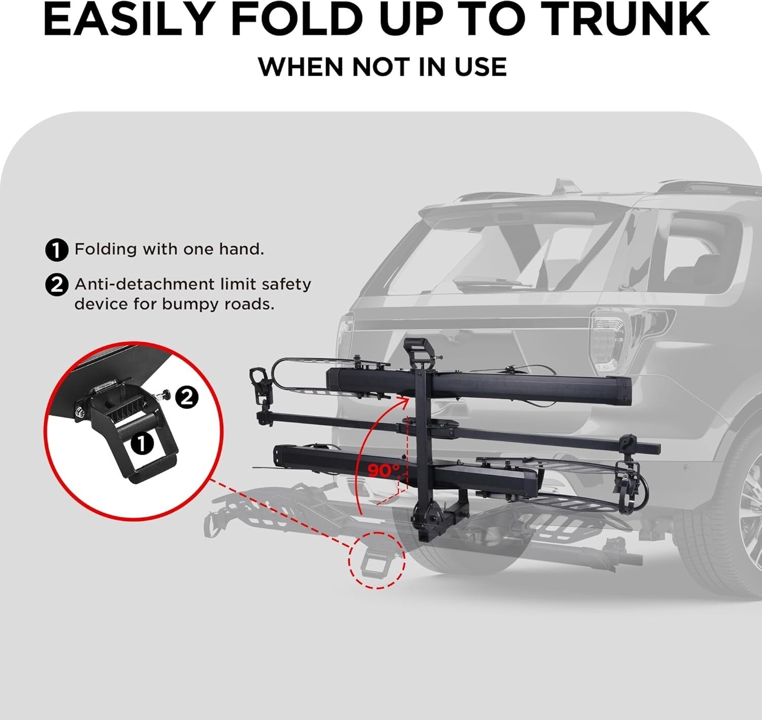 Heavy-Duty 200 lbs Capacity Bike Carrier with Anti-Wobble for 5-Inch Fat Tires