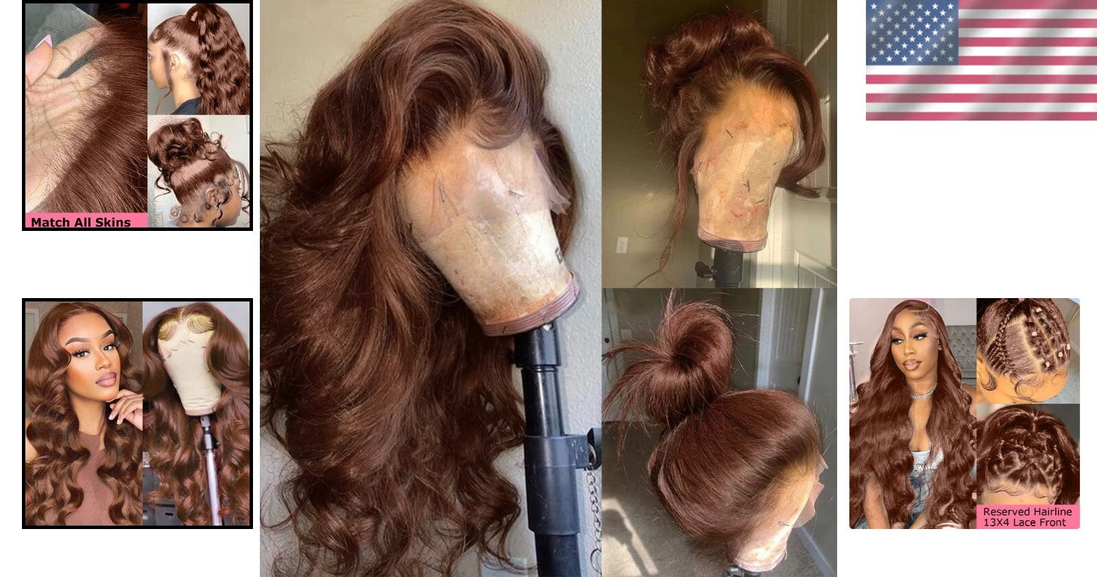 200% Density Auburn Brown Body Wave Lace Front Wig for Effortless Elegance