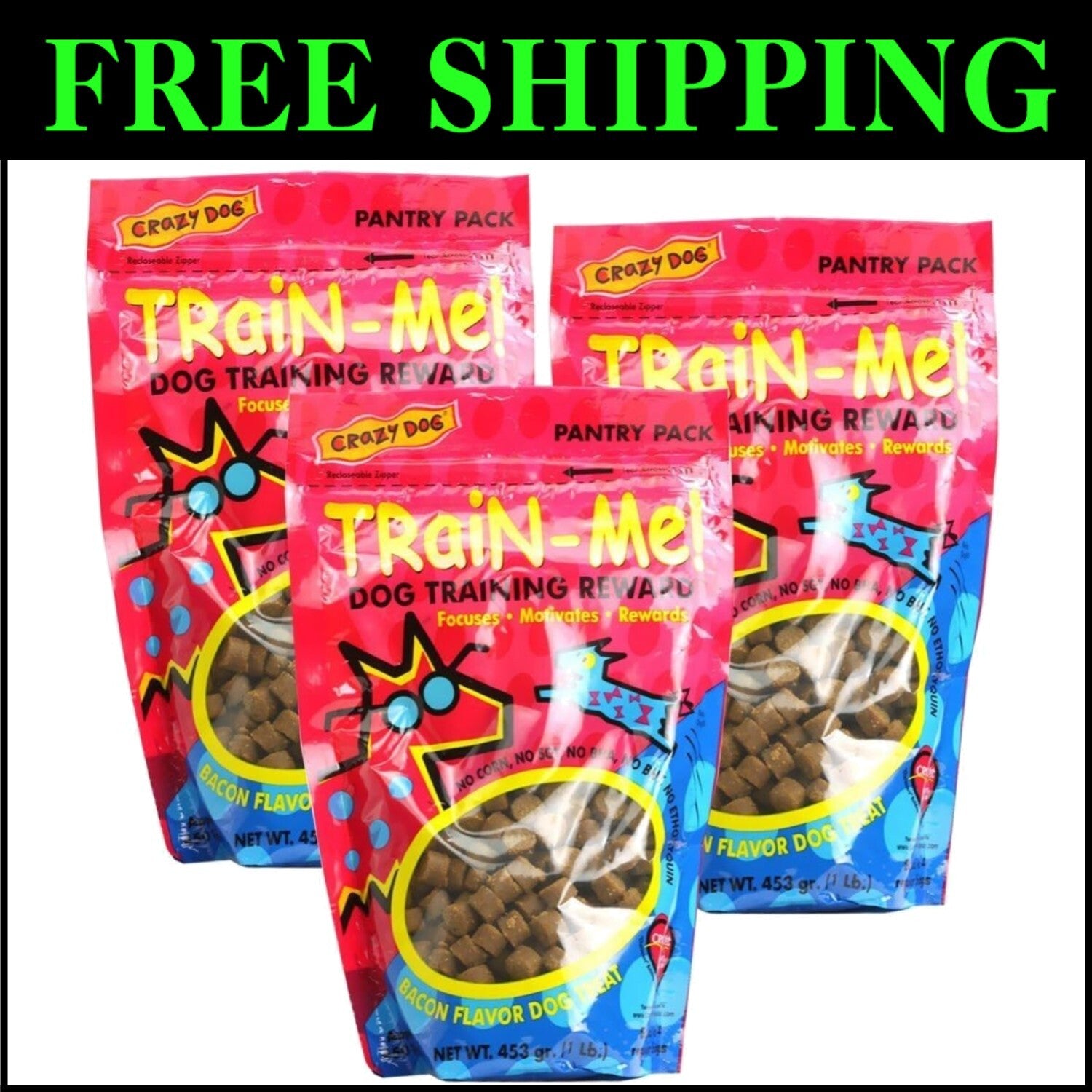 3 lb TrainMe Bacon Treats – Ideal Training Snacks for Dogs of All Breeds