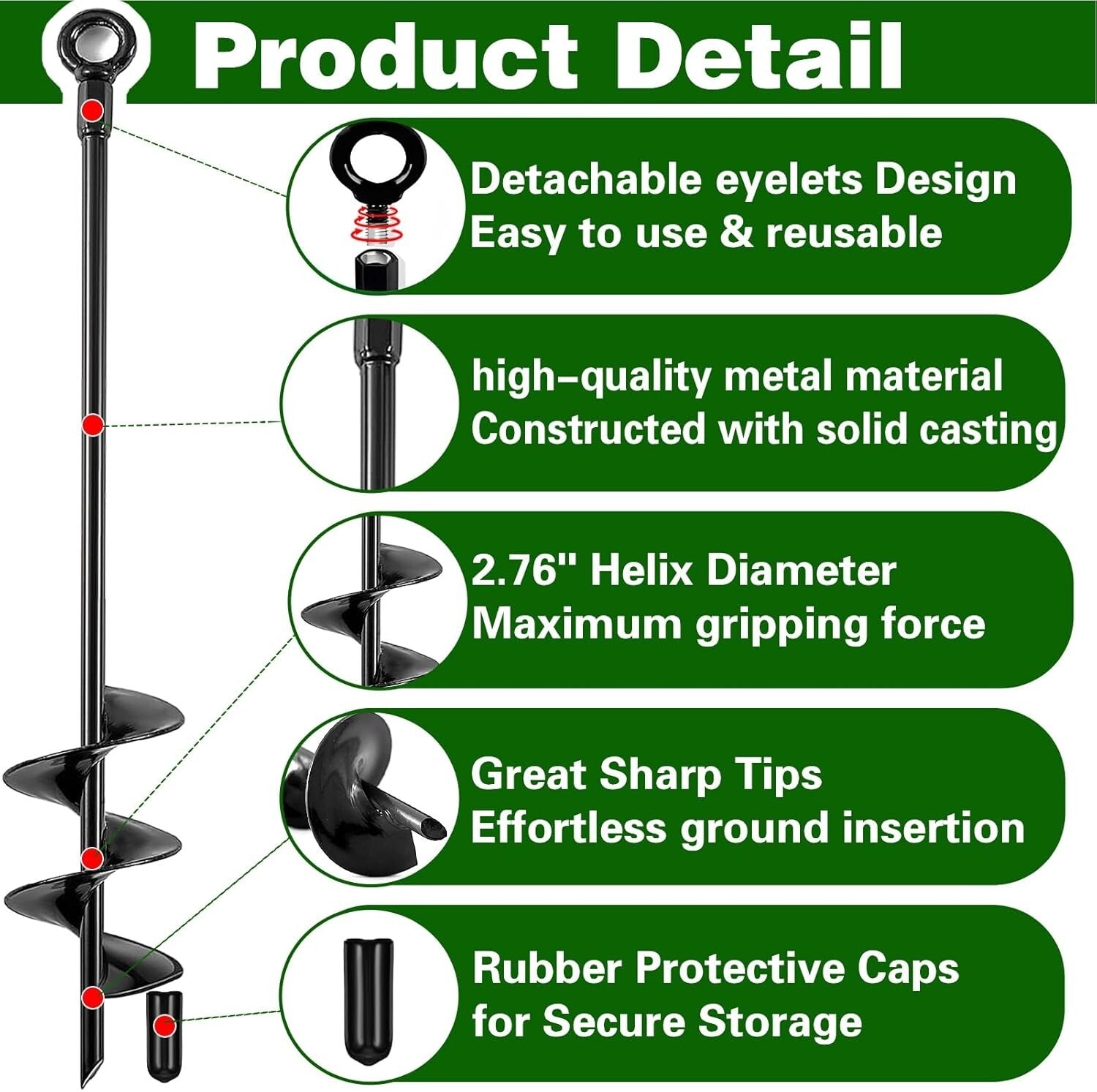 18-Inch Heavy-Duty Earth Anchor Kit - 8 Pack for Secure Outdoor Structures