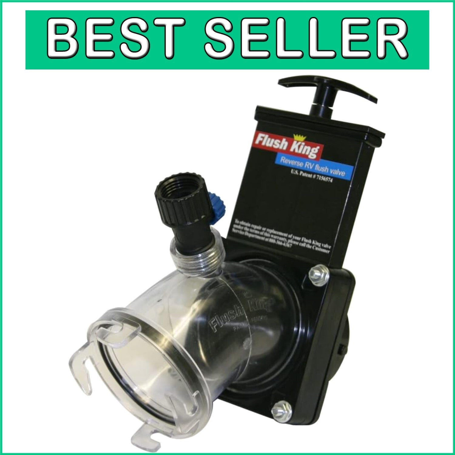 Clear RV Sewer Tank Rinse Attachment with Anti-Siphon Valve - 45-Degree Angle