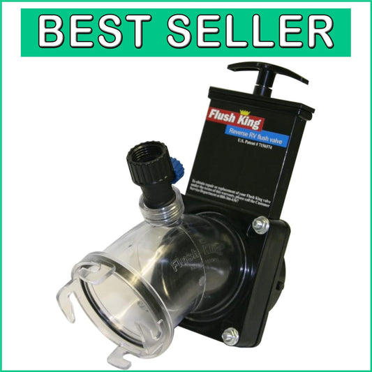 Clear RV Sewer Tank Rinse Attachment with Anti-Siphon Valve - 45-Degree Angle