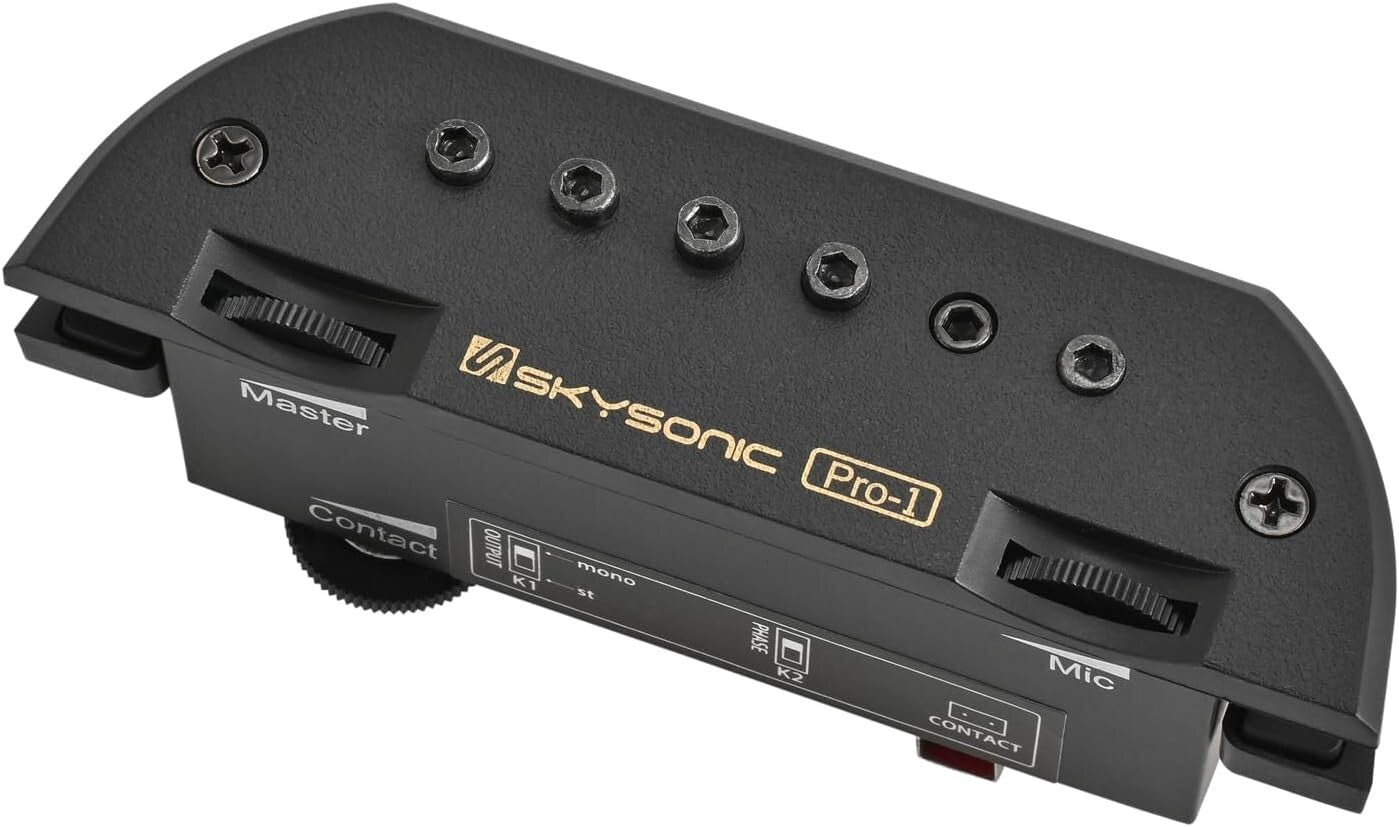 Magnetic and Piezo Acoustic Guitar Pickup with Master Volume Control - 90-105mm