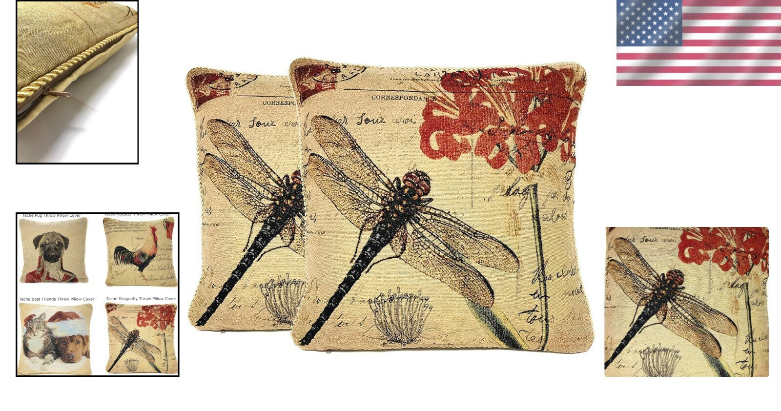 18x18 Dragonfly Cushion Covers - Durable & Stylish Set of 2 for Living Room
