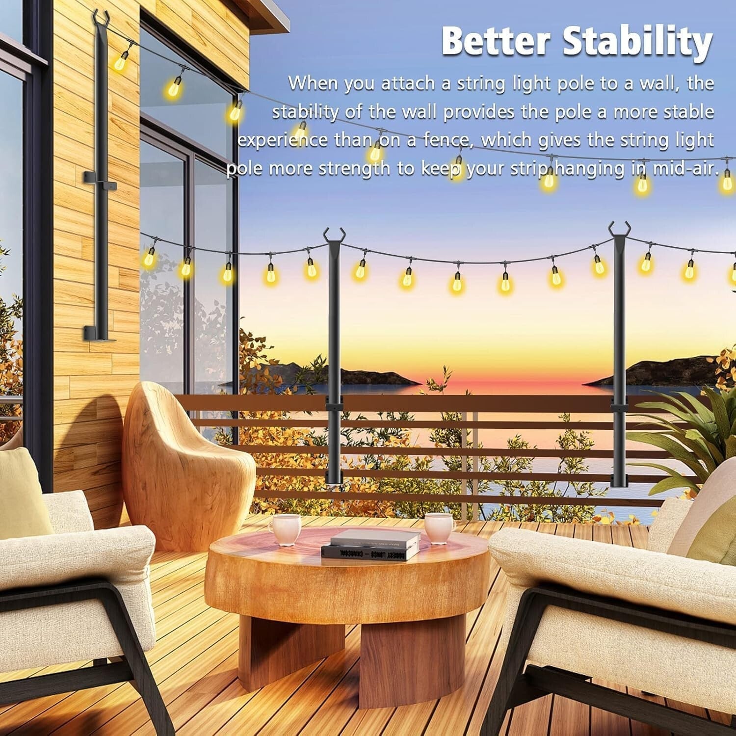 Waterproof 5Ft String Light Poles - Ideal for Christmas and Halloween Decor