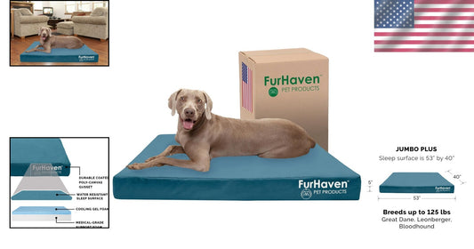 Deep Lagoon Water-Resistant Cooling Gel Dog Bed for Large Dogs, Jumbo Plus Size