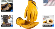 Load image into Gallery viewer, Ergonomic Thinsulate Winter Work Gloves - 2 Pairs of Durable Cowhide Gloves