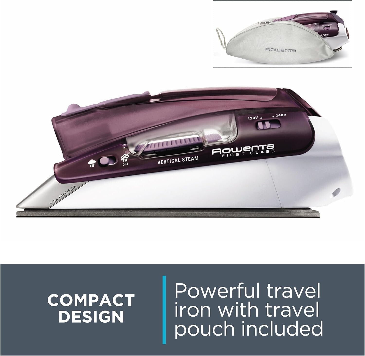 Pro Compact 1000W Travel Iron & Handheld Steamer for Effortless Fabric Care