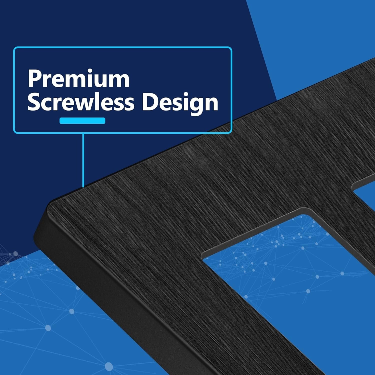 Brushed Black Screwless Double Decorator Wall Plate - 10 Pack, Modern Elegance