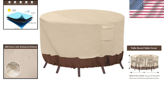 Durable and Stylish Round Patio Covers - Waterproof & UV Resistant, Fits 84" DIA