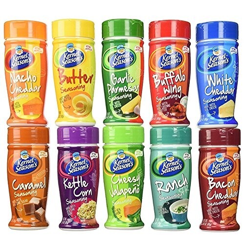 All-in-One Popcorn Seasoning Variety - 27oz of 10 Flavor Fun in Every Container
