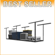 Load image into Gallery viewer, Adjustable Overhead Garage Storage Rack - Metal, 400lbs Capacity, Easy Install
